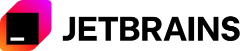 Abstract logo with a pink-to-orange gradient shape and a black square on a black background.