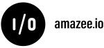 amazee.io text to the right of "I/O" in the center of the a circle