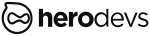 HeroDevs logo with stylized circular icon and black text on a transparent background.
